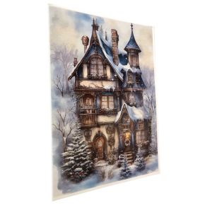 Reispapier Kersthuis A4