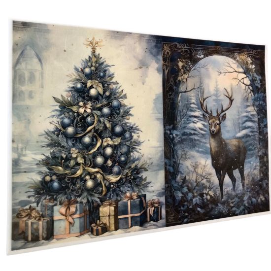 Reispapier Kerst Boom Hert A4