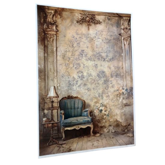 Reispapier Blauwe Fauteuil A4