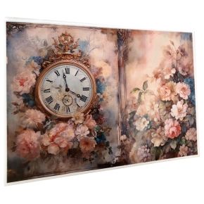 Reispapier Klok Bloemen A4