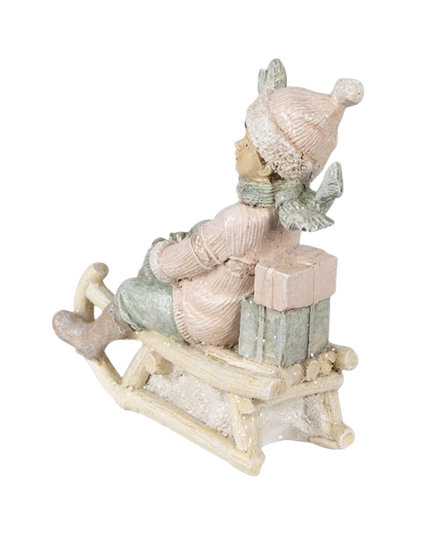 Clayre & Eef Beeld Meisje op slee