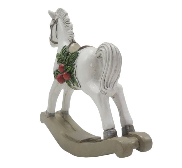 Hobbelpaard 11 cm Wit Polyresin