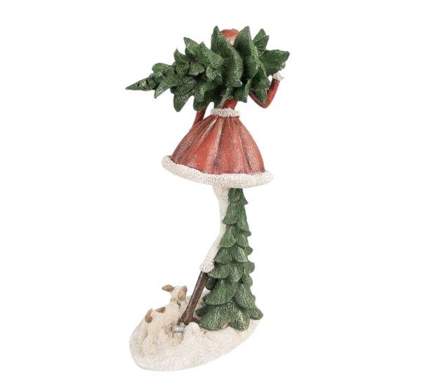 Beeld Meisje 25x17x43 cm Rood Groen Polyresin Kerstdecoratie
