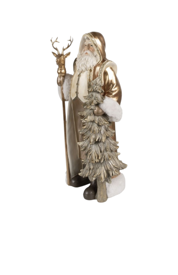 Clayre & Eef Kerstdecoratie Beeld Kerstman 50 cm Goudkleurig Kunststof