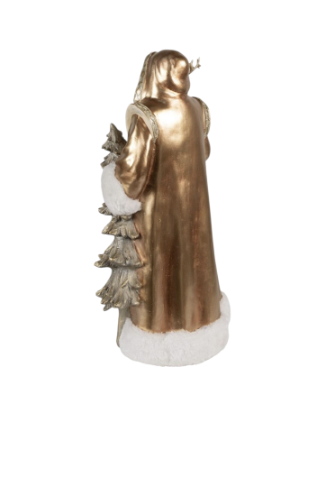 Clayre & Eef Kerstdecoratie Beeld Kerstman 50 cm Goudkleurig Kunststof