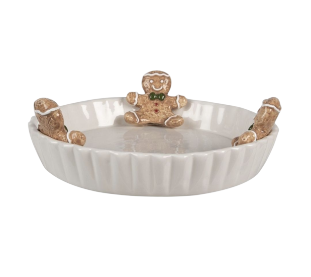 Decoratie schaal Ø 23x7 cm Wit Keramiek Gingerbread man Serveerschaal