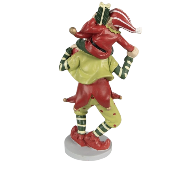 Kerstdecoratie Beeld Elf 19 cm Rood Groen Polyresin