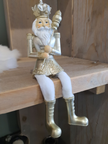 Notenkraker 12 cm Goudkleurig Wit