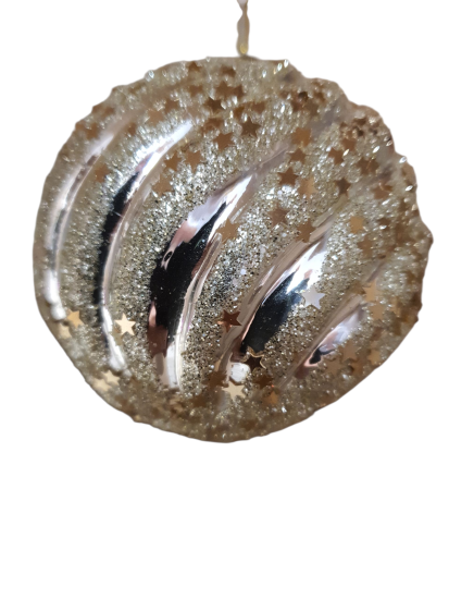 Kerstbal luxe zilver met gouden sterretjes