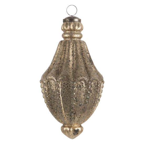 Clayre & Eef Kerstbal Ø 11x22 cm Goudkleurig Glas