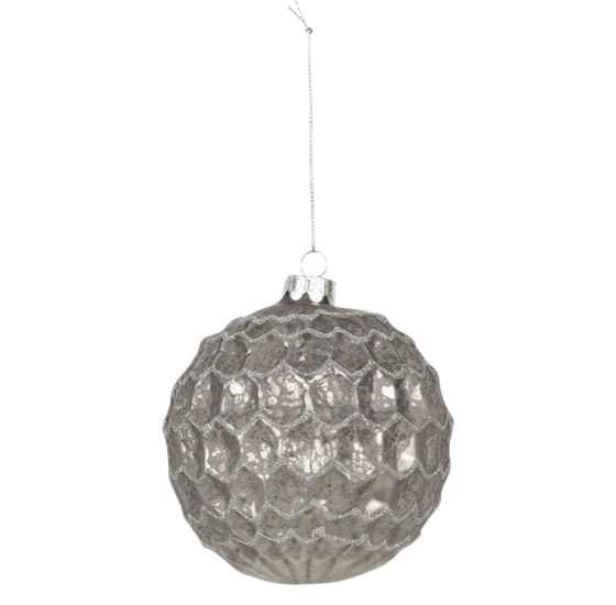 Clayre &Eef Kerstbal zilverkleurige glas