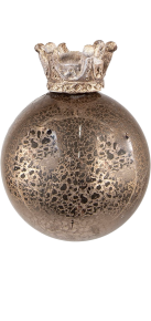 Clayre & Eef Kerstbal bruin glas met kroon