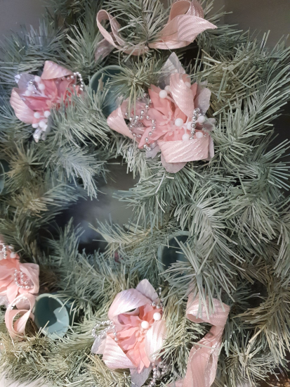 Kerstdecoratie krans met theelichtjes