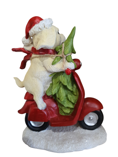 Kerstdecoratie hond op scooter