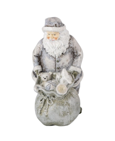 Clayre &Eef Beeld kerstman grijs wit