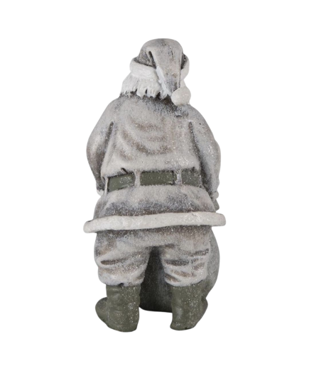 Clayre &Eef Beeld kerstman grijs wit