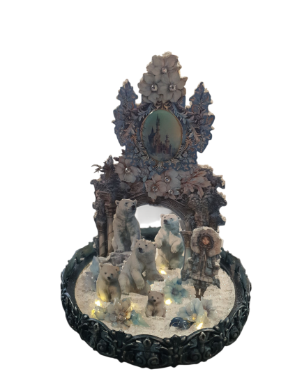 Kerst stolp 3D Antiek Blauw met verlichting