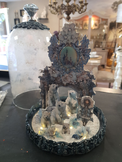 Kerst stolp 3D Antiek Blauw met verlichting