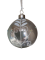 Kerstbal Zilver met witte versiering 8 cm