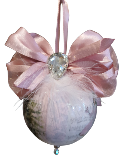 Handgemaakte Roze Luxe kerstbal 8 cm