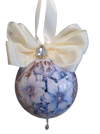Handgemaakte blauwe Luxe kerstbal 8 cm