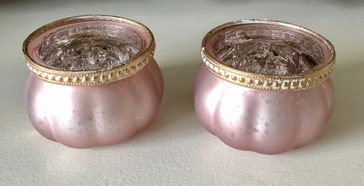 Clayre & Eef Waxinelichthouder Ø 9x6 cm Roze Glas