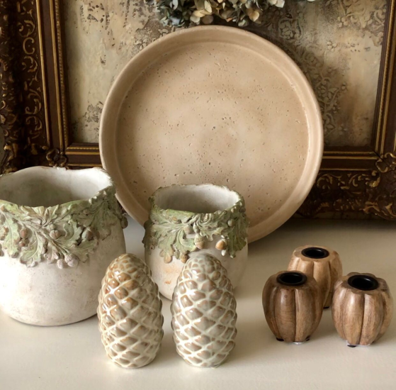 Clayre & Eef Bloempot Ø 19x17 cm Beige Steen