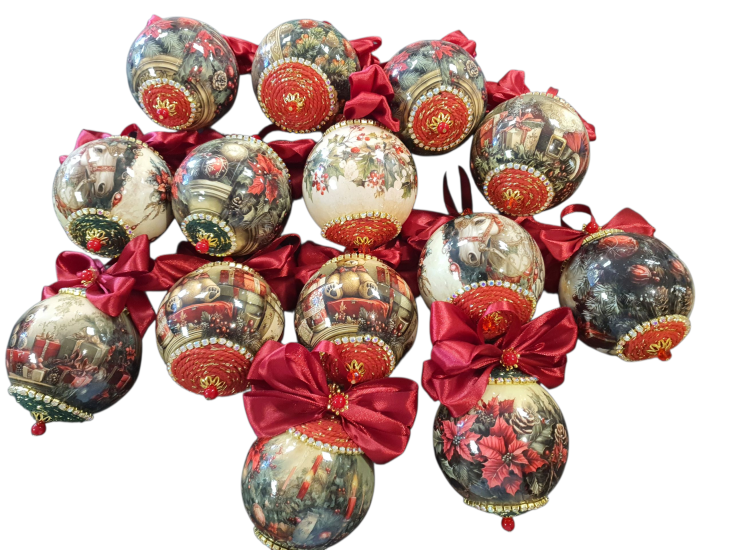 Handgemaakte luxe Rode kerstballen