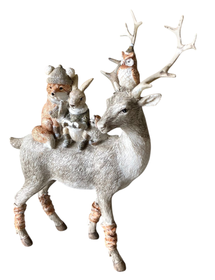 Clayre & Eef Beeld Dieren 25 cm Grijs Bruin Kunststof Dieren