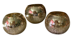 Set van 3 goud crackle theelichten