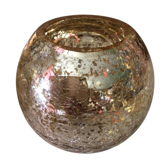 Set van 3 goud crackle theelichten