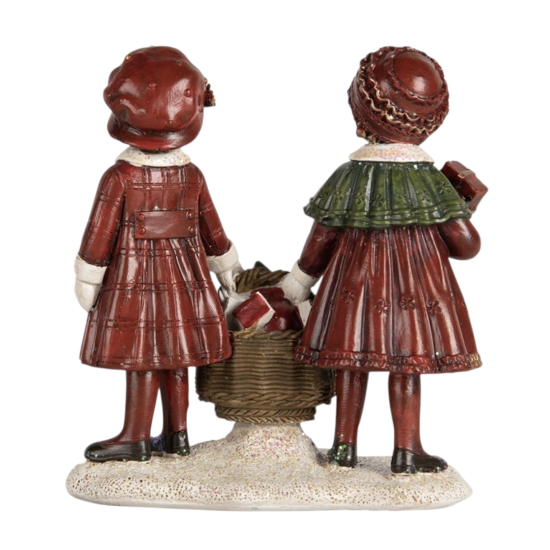 Kerstdecoratie Beeld Kinderen 11x6x12 cm Rood Kunststof