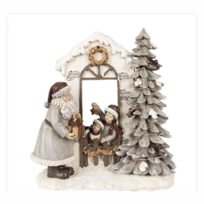 Kerstdecoratie met LED-verlichting Kerstman 22x10x23 cm Wit Polyresin