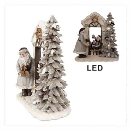 Kerstdecoratie met LED-verlichting Kerstman 22x10x23 cm Wit Polyresin