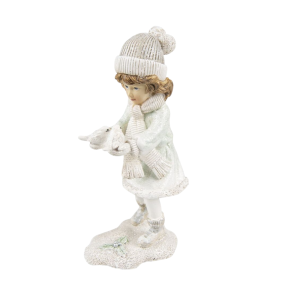 Clayre & Eef | Decoratie Beeld Kind Wit 10x7x19