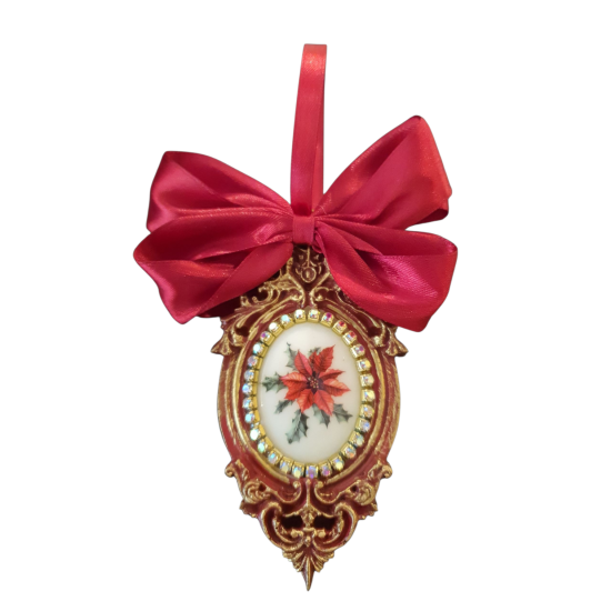 Luxe kerstdecoratie hanger met rode blingbling