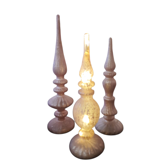 Set van 3 pieken met LED verlichting oud roze