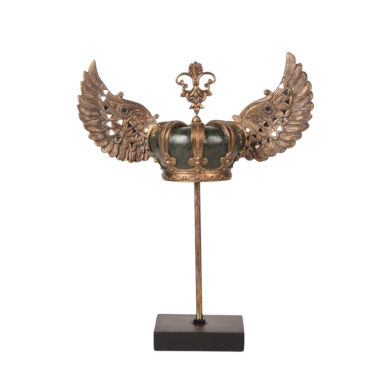 Kroon met vleugels op standaard