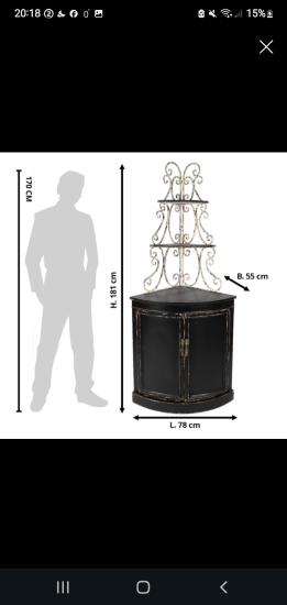Clayre & Eef Wandkast 78x55x181 cm Zwart Hout