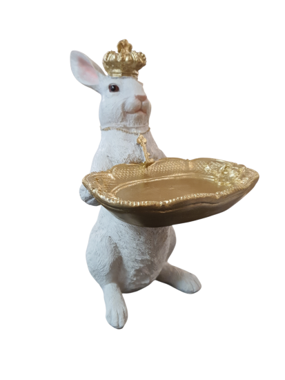 Konijn wit met dienblad