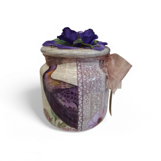 Glazen voorraadpotje pauwen