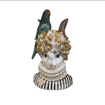 Konijn Buste met vogel zwart met goud