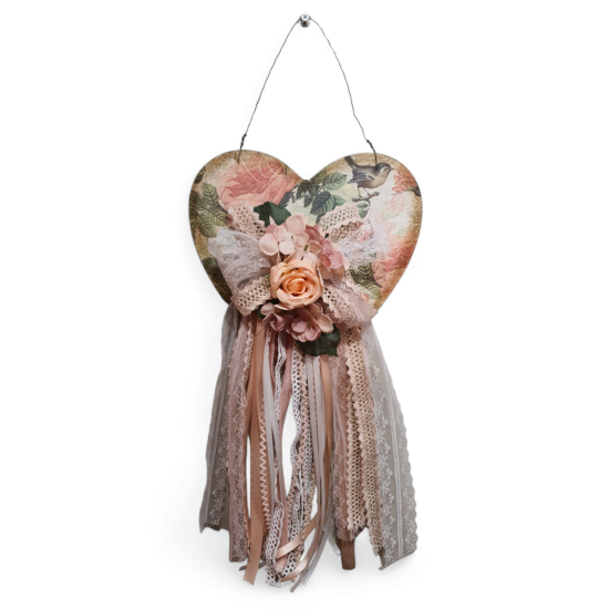 Brocante Hart met Bloemen