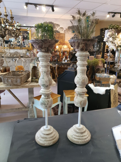 Set Kandelaren hout metaal